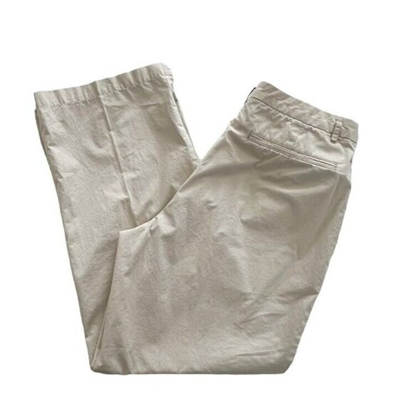 Banana Republic Women's Sz 12 Tan Pleated Cropped Ankle Pants 100% Cotton - Picture 1 of 7